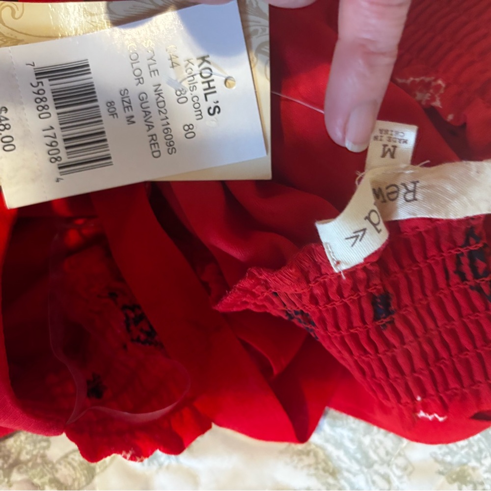 NWT Rewind sz M Red Patterned Dress sundress minidress cross-cross straps - Picture 15 of 15